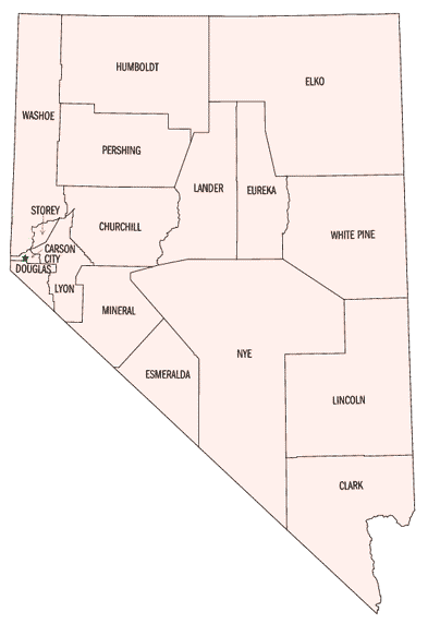 Map of Nevada Counties / Independent Cities